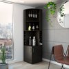 Tuhome Syrah Corner Bar Cabinet, Eight Bottle Cubbies, Double Door, Two Open Shelves-Black BLW5546